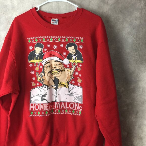 Ugly Christmas Sweatshirt Post Malone Home Malone Sweatshirt Large - Picture 5 of 7